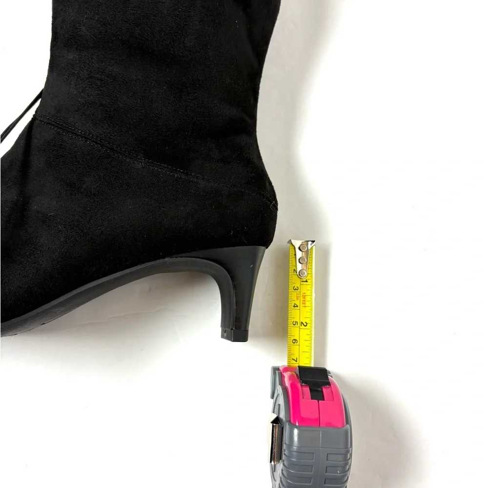 Worthington Over Knee Boots Black Faux‎ Suede Tall Sexy Coquette Baddie Sz 6 NWB